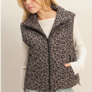 Leopard Print Puffer Vest